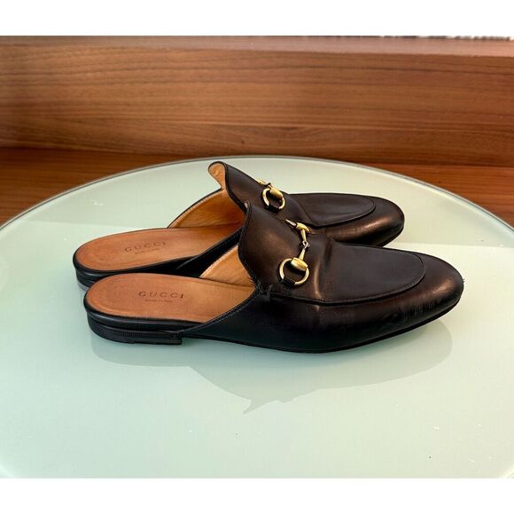 Gucci Princetown Leather Mules with Horsebit – Black – Size 37.5 - Picture 7 of 11